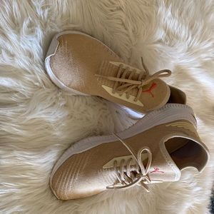 Tan and Cream Puma Running Shoes